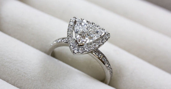 Trillion cut diamond engagement ring manufactured by Nash Jewellery Innovation